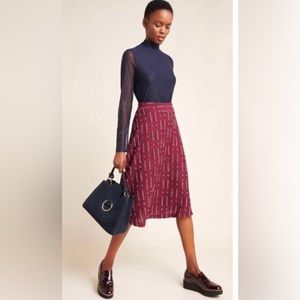 Anthropologie Maeve Knit Skirt Wine sz Small